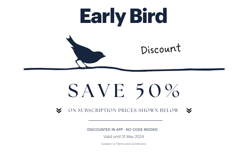 Early bird 50% discount